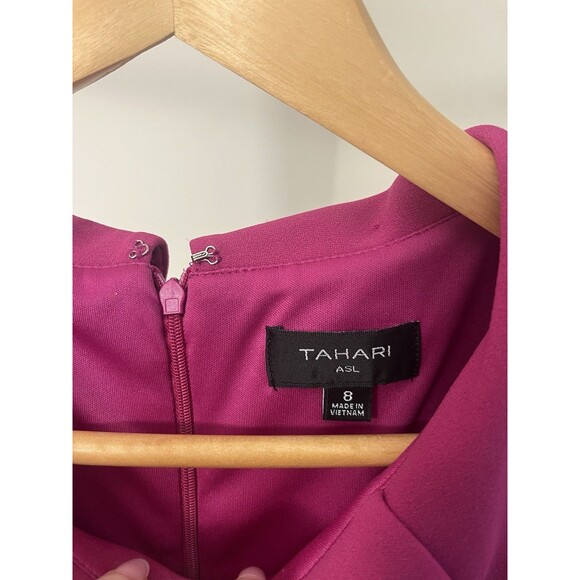 Tahari Asl Draped Neckline Sheath Sleeveless Magenta Midi Dress Women’s Size 8 - Picture 7 of 11